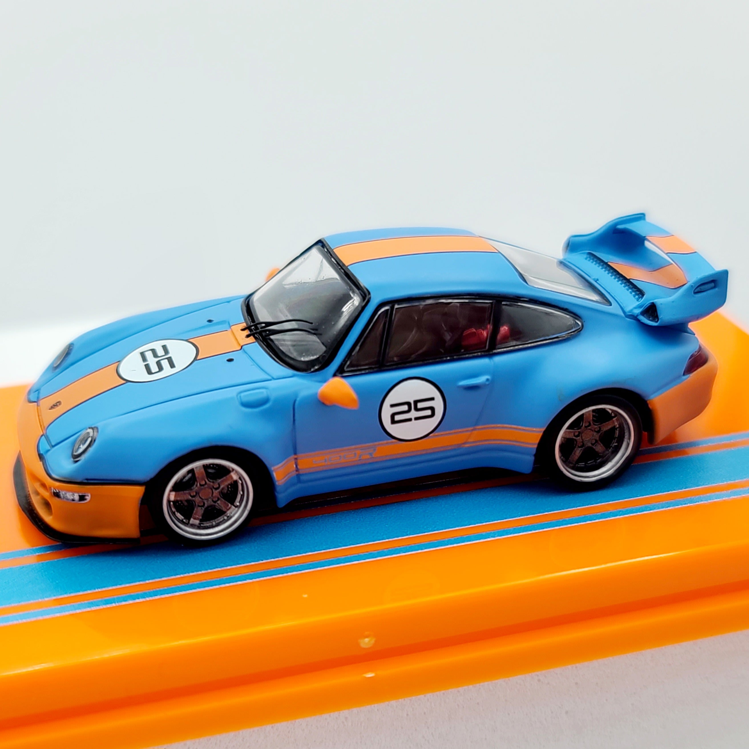 Tarmac Works Porsche 993 Remastered by Gunther Werks - 1:64 scale, blue/orange (2024 Hobby64)